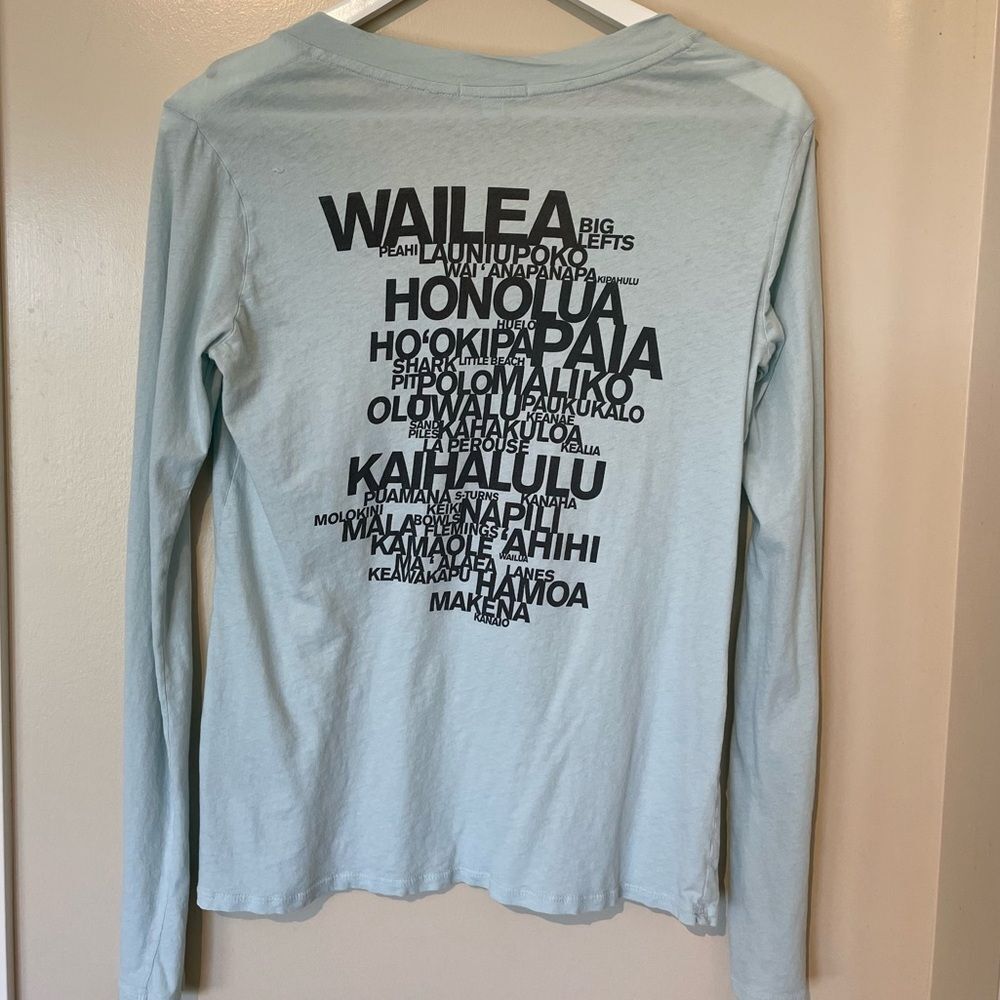 James Perse Maui sheer slub long sleeve v neck tee baby blue M
